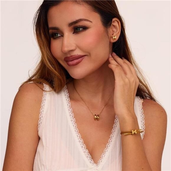 Adjustable Gold Plated Charm Bracelet Women Titanium Steel Wire Rope Jewelry Gif - Picture 6 of 8